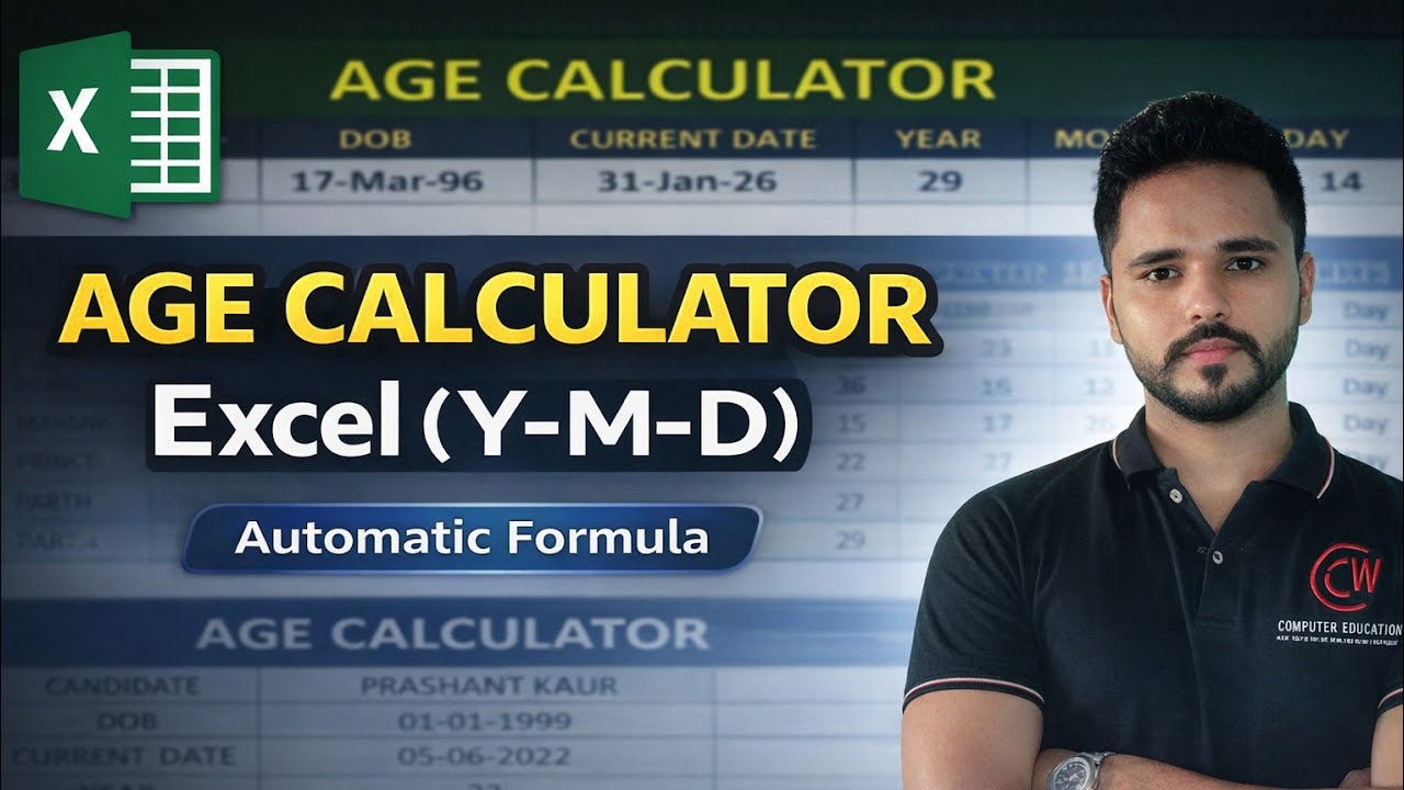 Automatic Age Calculator in Excel || Age Calculate Kaise Karte hai Step by Step Tutorial ||