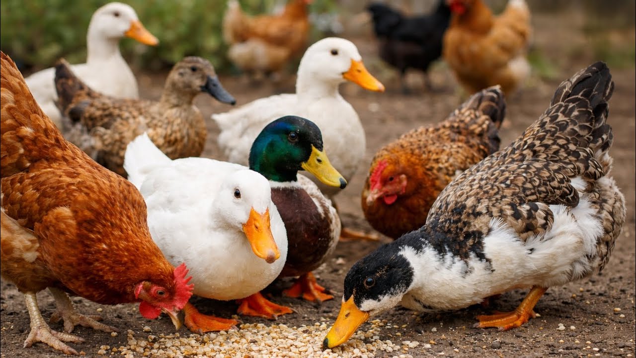 Alimentando a las gallinas y patos de la calle 🐔🦆🌾
