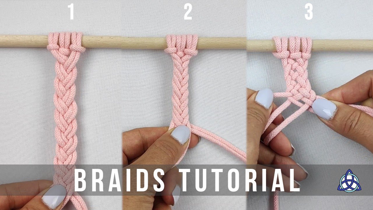 3 EASY Macrame Braids with 3 (6) Cords - Macrame Braid Tutorial