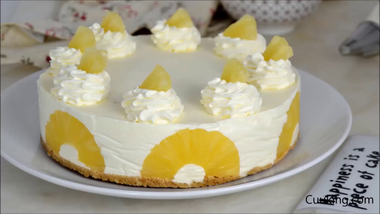 Tarta fría de piña, yogur y leche condensada SIN HORNO  ¡Fácil y deliciosa!
