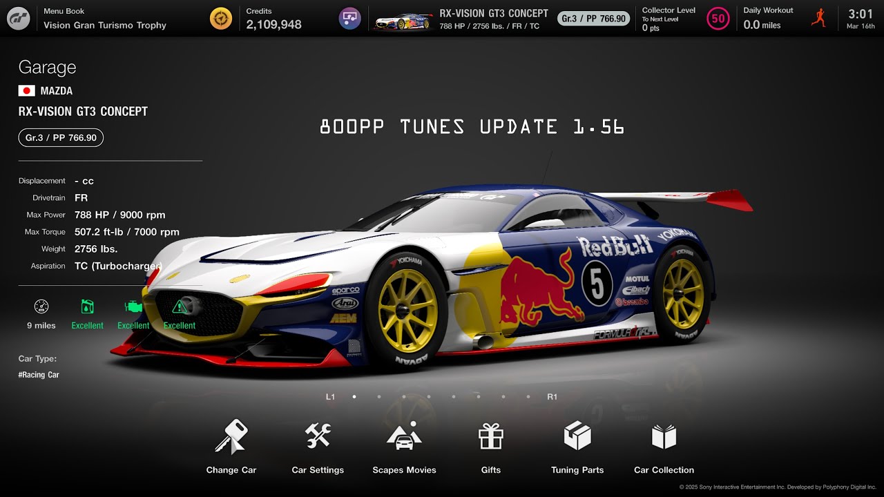 [Gran Turismo 7] RX-VISION GT3 800pp tunes update 1.56