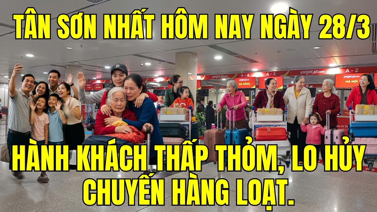 S&acirc;n bay T&acirc;n Sơn Nhất h&ocirc;m nay 28/3: H&agrave;nh kh&aacute;ch thấp thỏm, lo hủy chuyến h&agrave;ng loạt.