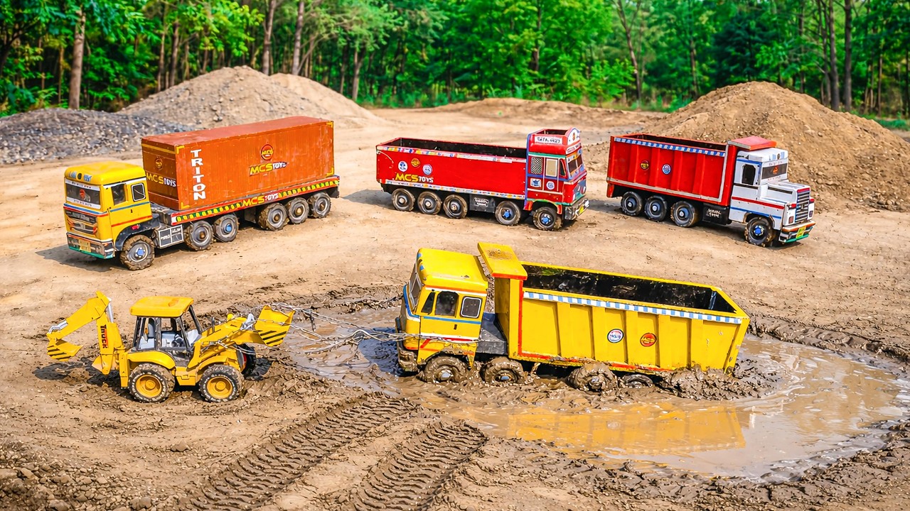 New TATA Diesel Tanker Muddy Accident Pulling Out Jcb 3DX? Tractor Cartoon | Jcb Cartoon | CSM Toys