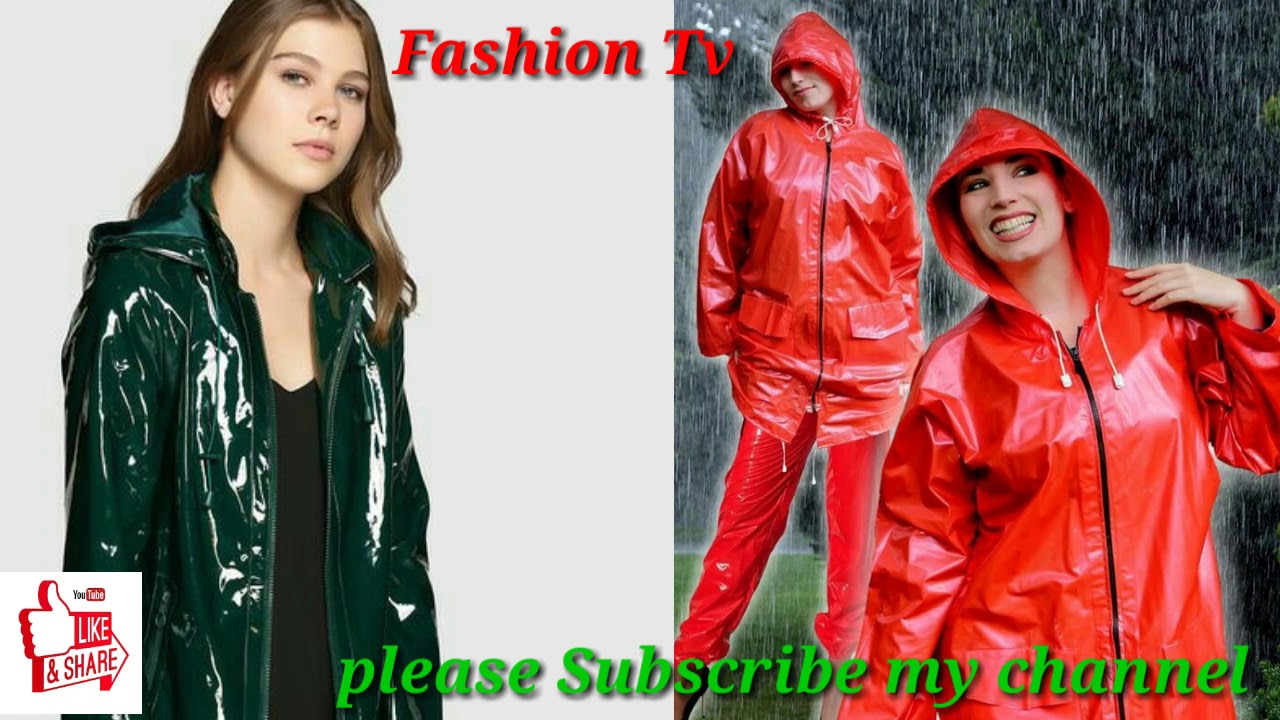 Most famous vinyl rain suits| rain jackets| rain mack with beautiful ladies