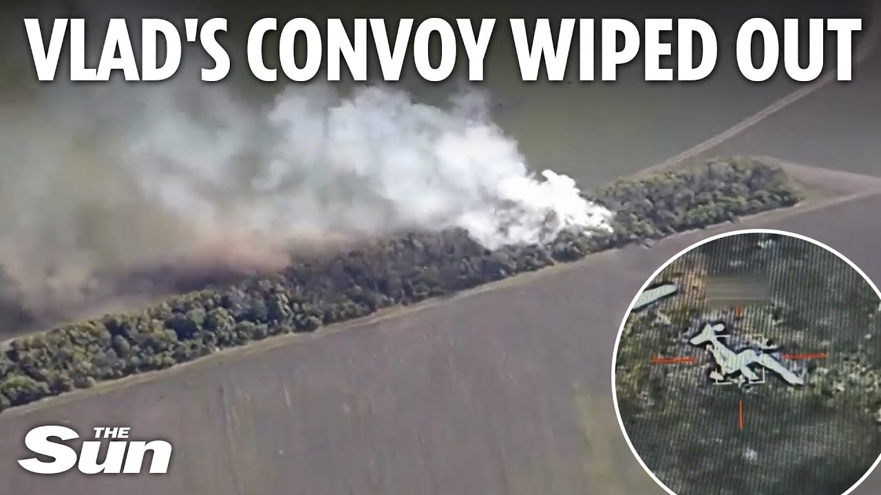 Ukraine drones blitz DOZENS of Russian military vehicles in targeted attack