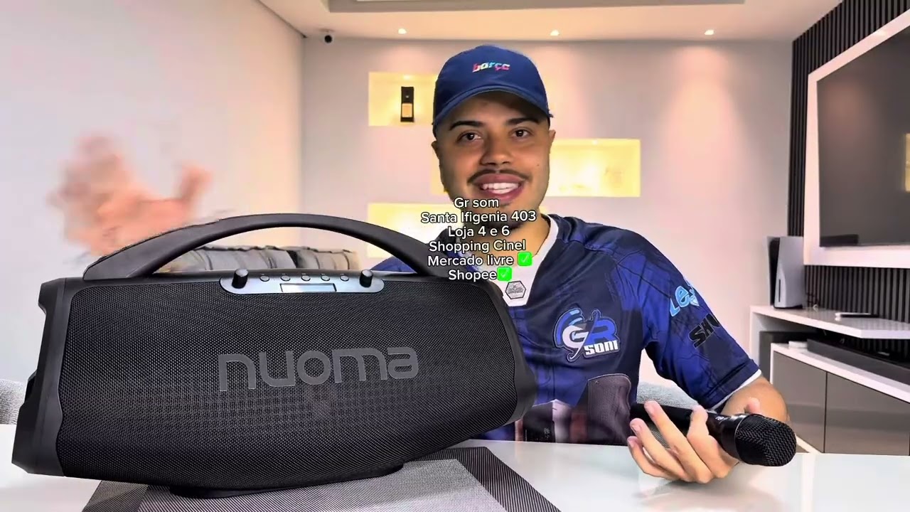 A melhor BOOMBOX do BRASIL e da GRINGA NUOMA NM- IP501 -Soundbar-2 microfones sem fio- PURA PRESSÃO 