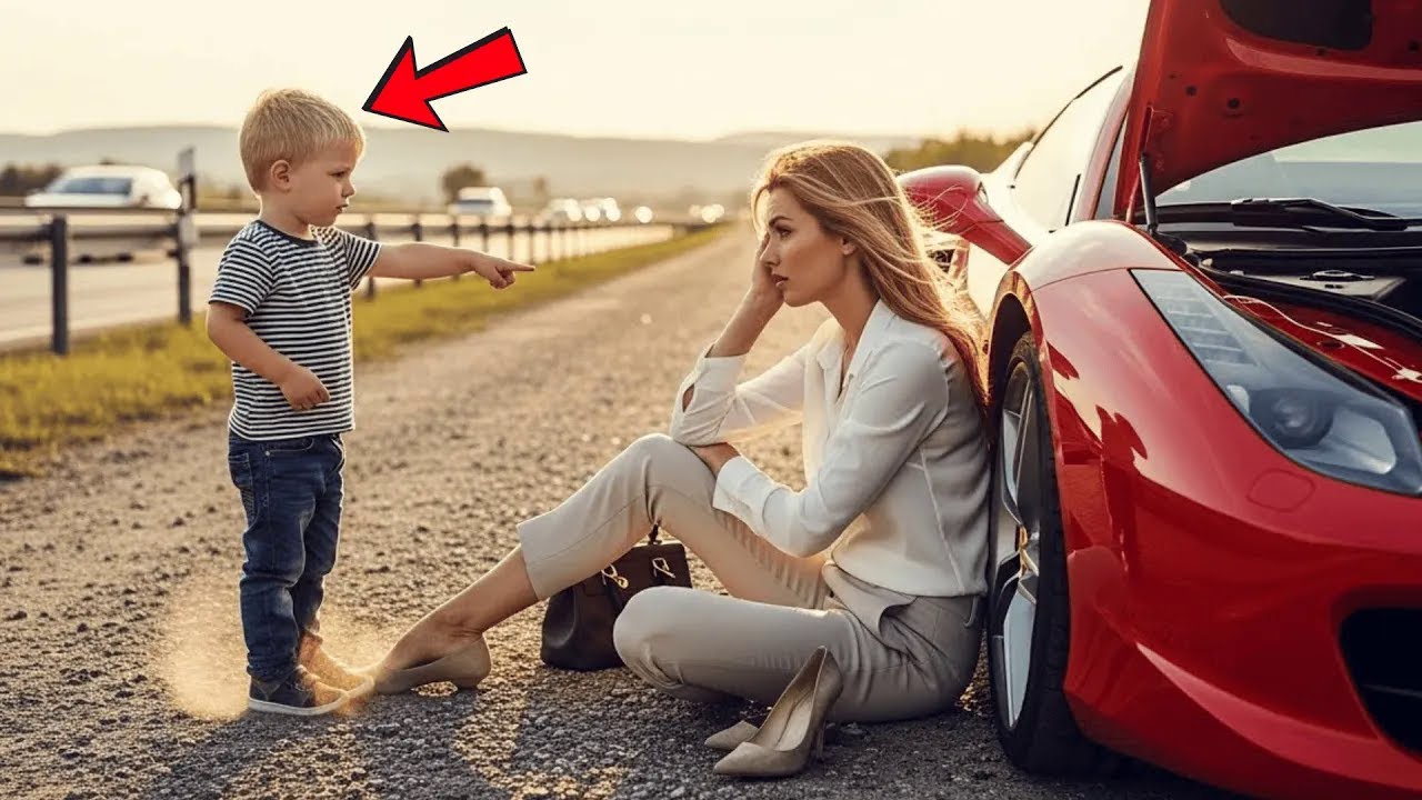 „Mein Papa Kann Es Reparieren“ Sagte Der Junge Zur Millionärin Mit Ferrari Auf Der Straße Allein Da!