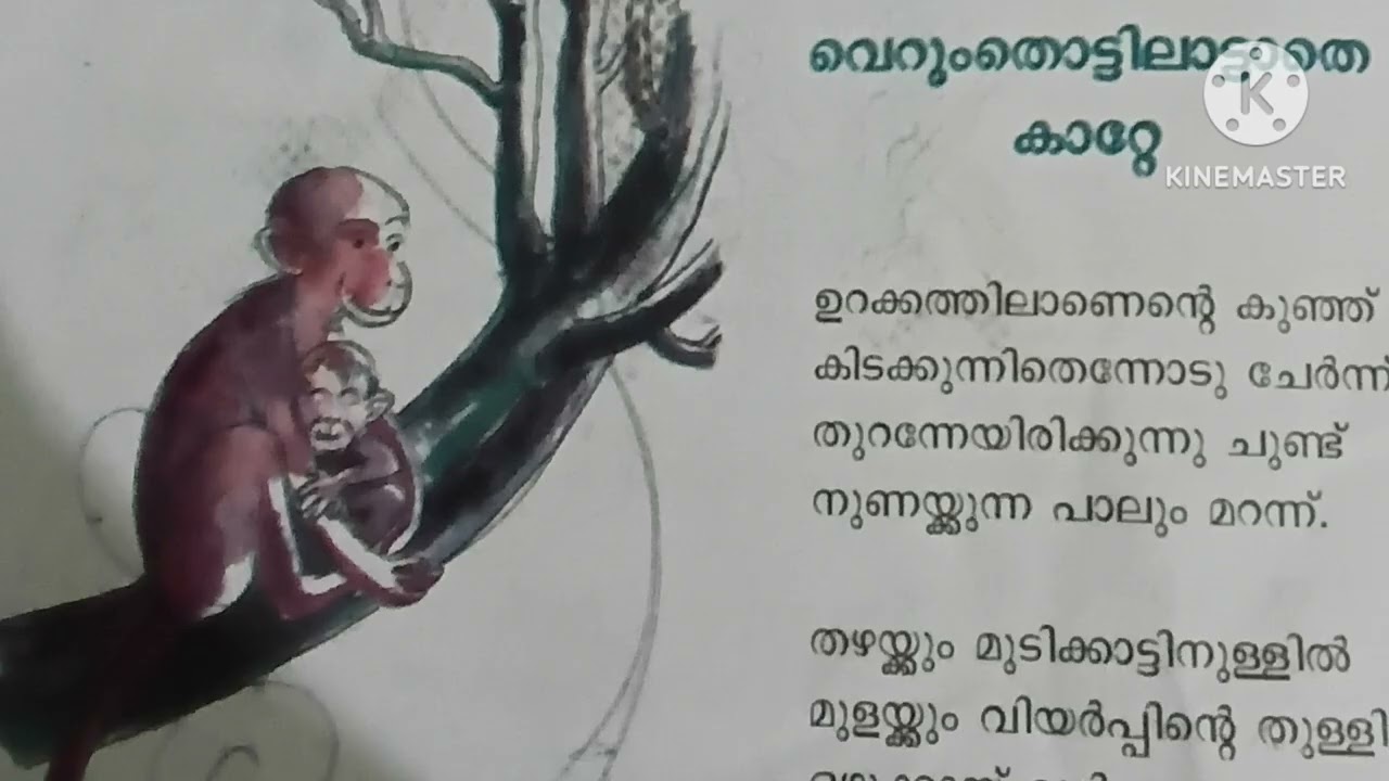 കൂടുതുറക്കാം മലയാളം ക്ലാസ്സ്‌ 4 വെറും തൊട്ടിലാട്ടാതെ കാറ്റേ ചോദ്യോത്തരങ്ങളും കവിത ആശയവും 