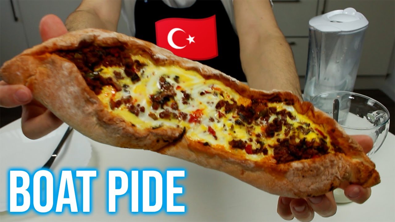Homemade Turkish BOAT-SHAPED Pide Bread w/ Ground Beef | Karadeniz Pidesi
