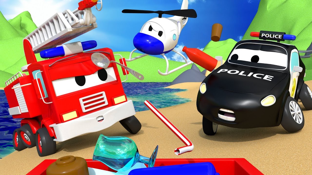 There is a problem on the beach of Car City ! - The Car Patrol 🚓 🚒  l Cartoons for Children