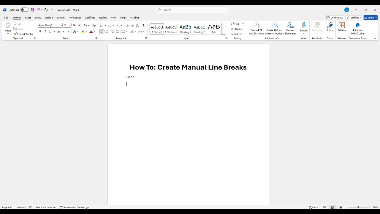 How To: Make Manual Line Breaks in Word