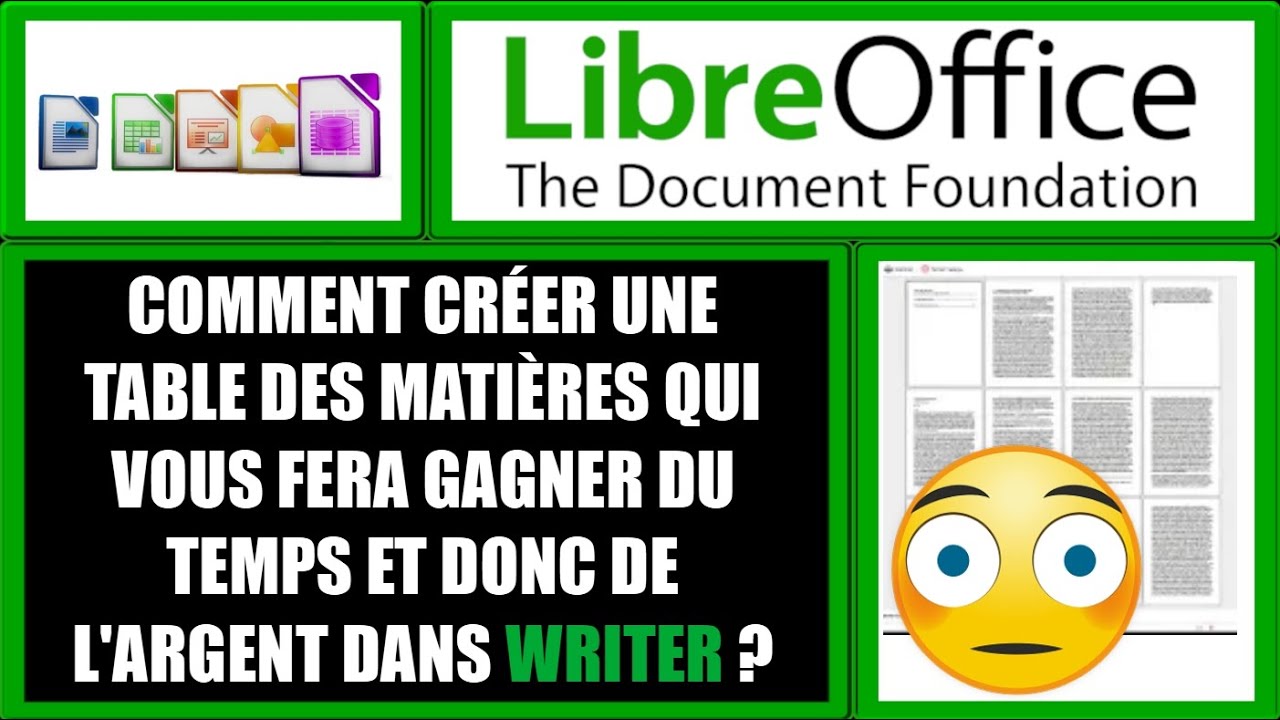 créer une table des matières avec le traitement de texte WRITER de LibreOffice 7