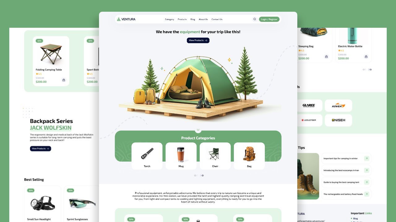 Responsive Camping Website Using HTML CSS And JavaScript