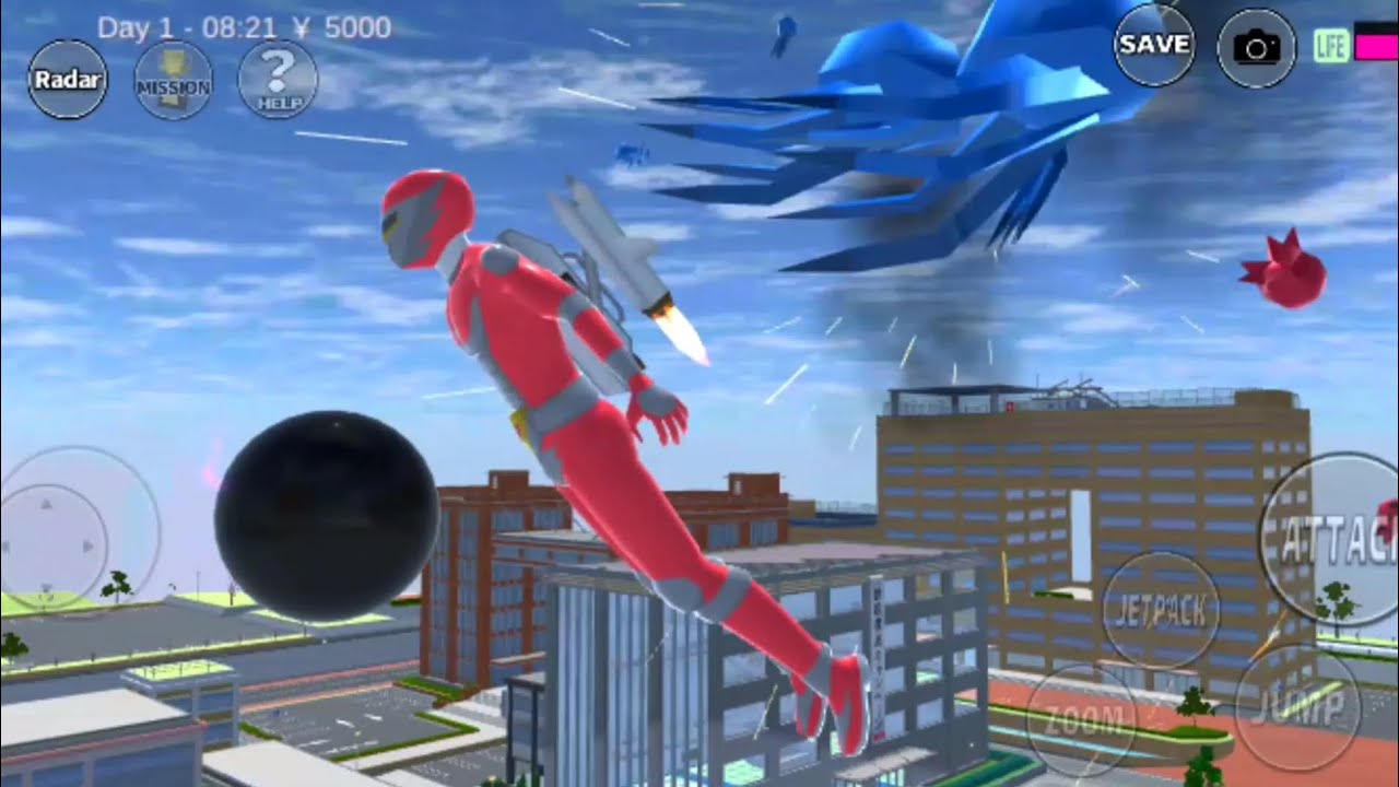 Pawer rengger menyelamatkan kota sakura dari elien gurita#sakuraschoolsimulator 