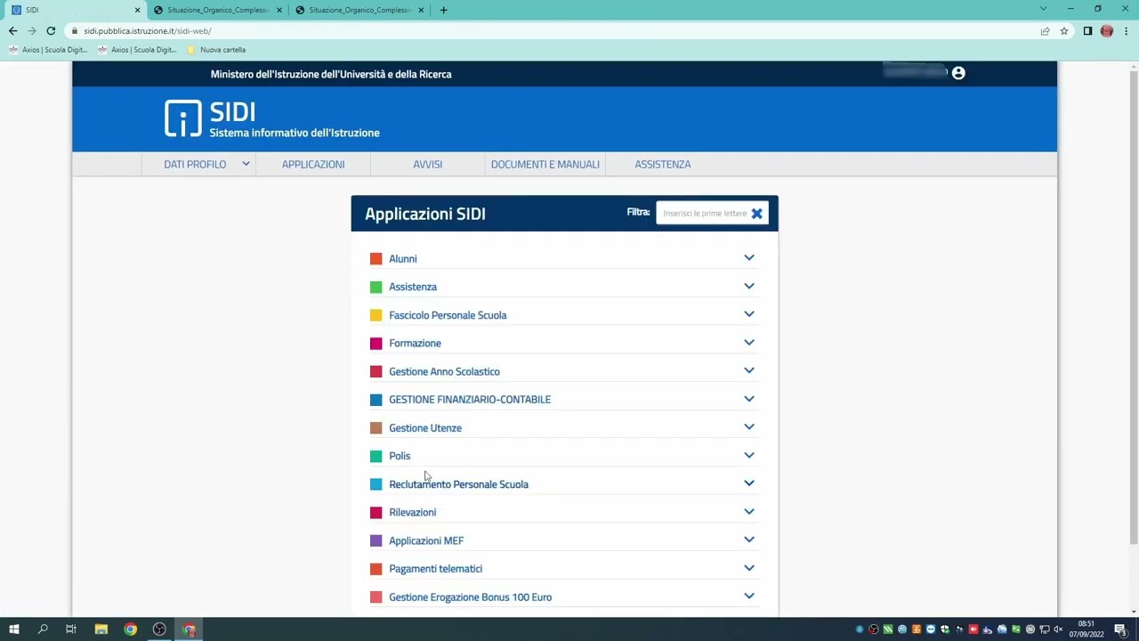 SIDI - VISUALIZZARE ORGANICO DI DIRITTO DOCENTI E ATA