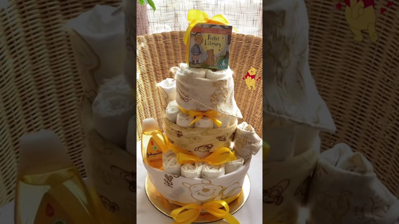 🧸🍯 &lsquo;Winnie the Pooh&rsquo; nappy cake  Shall I make more #babyshower #nappycake #babyshowergift #giftsfo