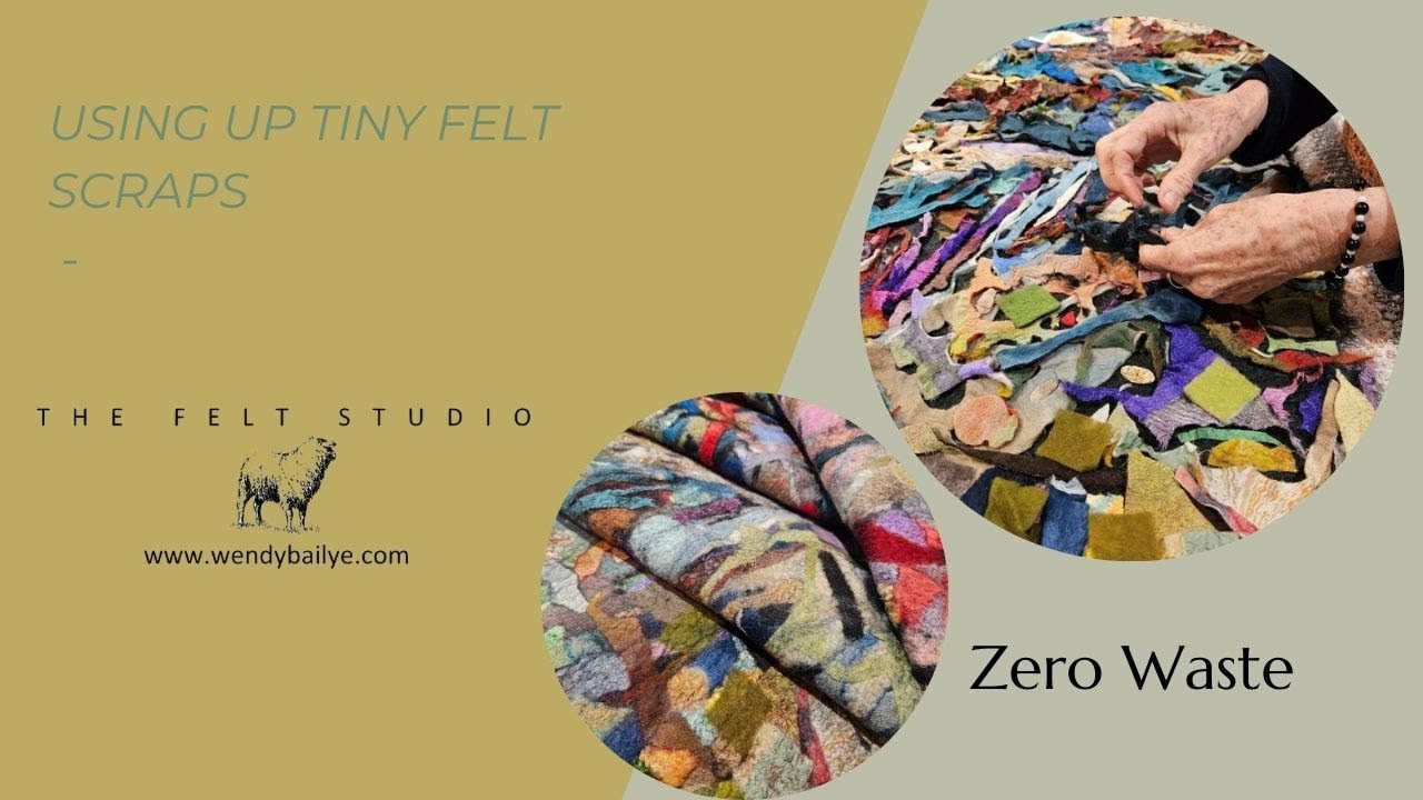 Creating a felt scrap collage....