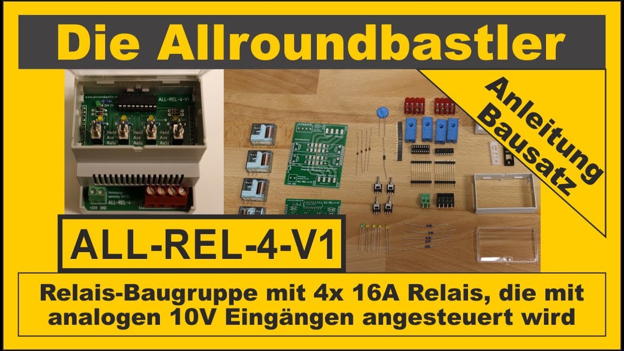 Bausatz ALL-REL-4-V1: mit 4x Analogausgängen 4x 16A Relais steuern -mit Programmierbeispiel Loxone
