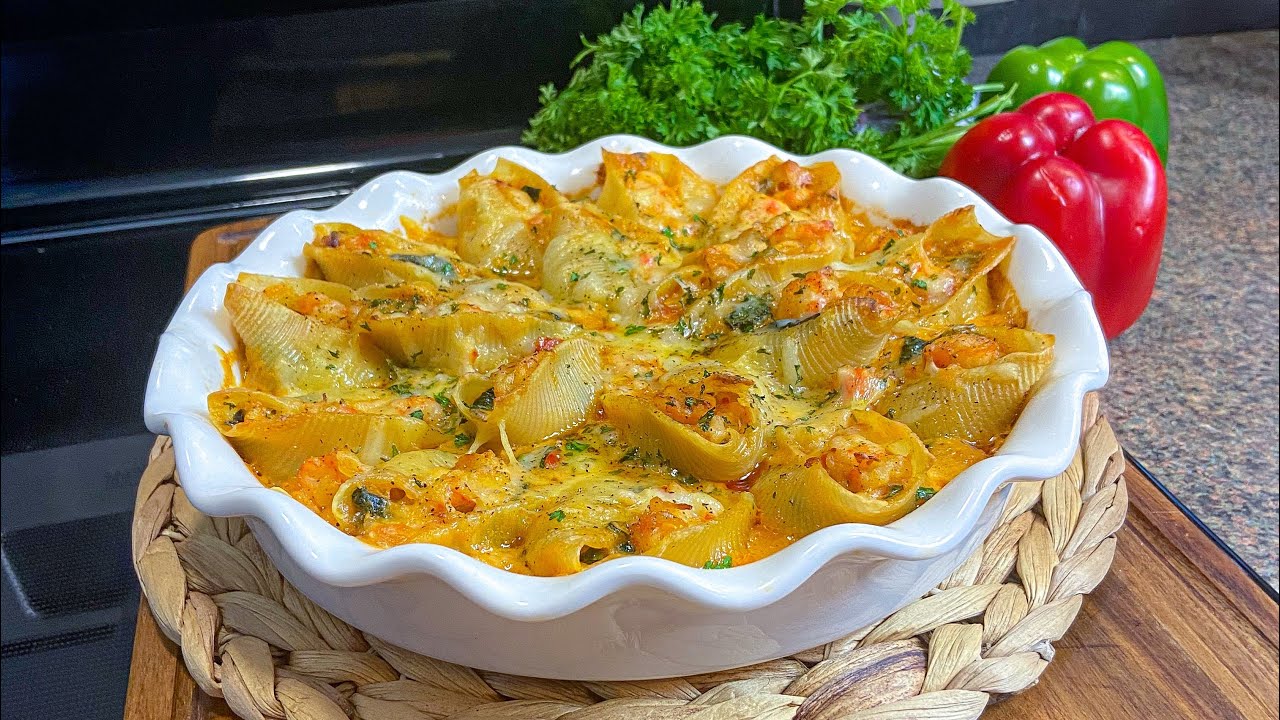 Lobster stuffed pasta shells | Stuffed pasta shells | Valentine’s dinner ideas || FRUGALLYT