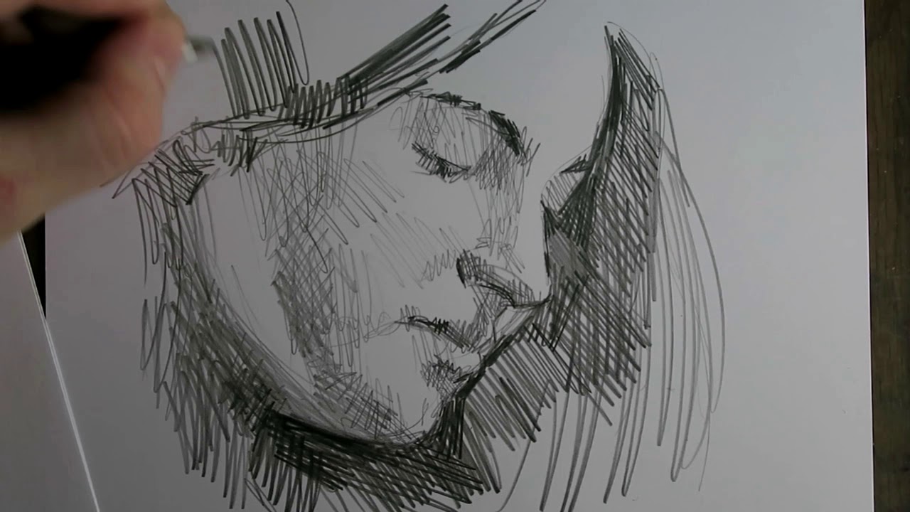 Drawing a girl - hatching - shading - graphite pencil