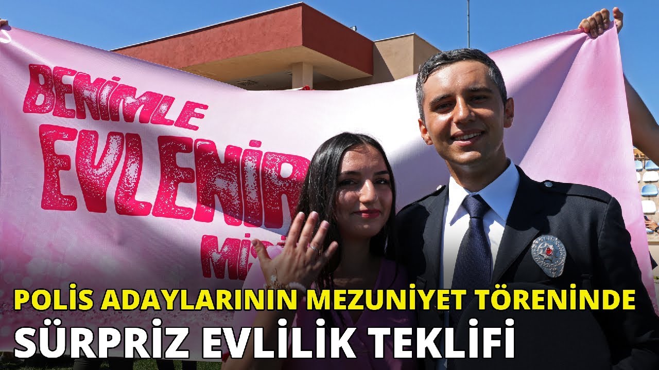 POMEM mezuniyet töreninde sürpriz evlilik teklifi