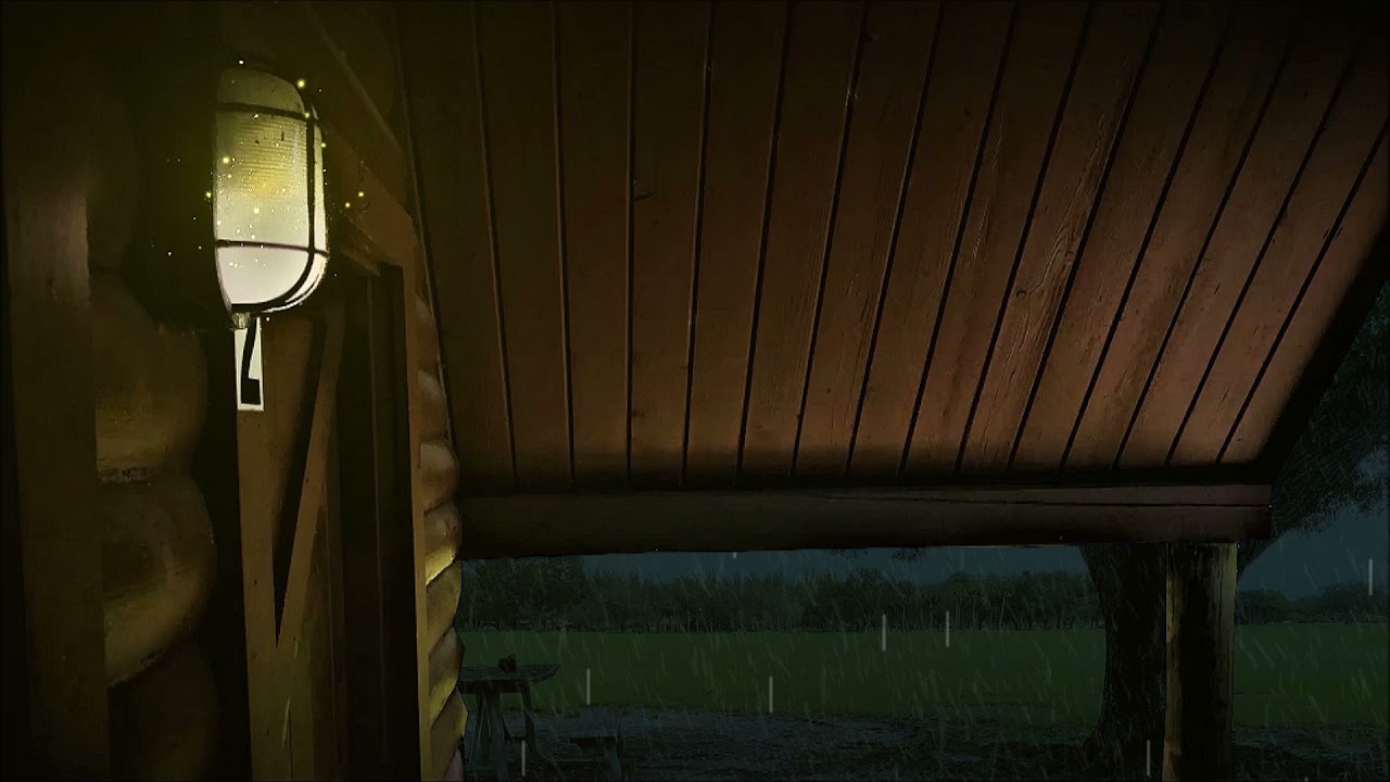 Heavy Rain and Thunder On Wooden Roof Outdoors - 1 Hour Rain Sounds for Sleep, Study and Relax