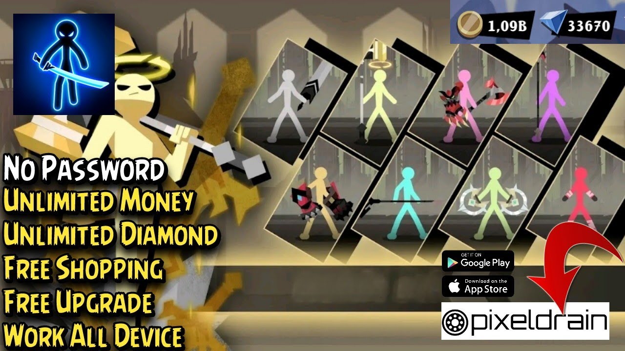 Epic Stickman Mod Apk последняя версия - Неограниченные деньги и алмазы |