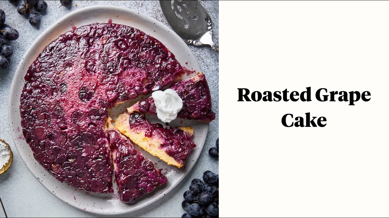 Roasted Grape Snack Cake
