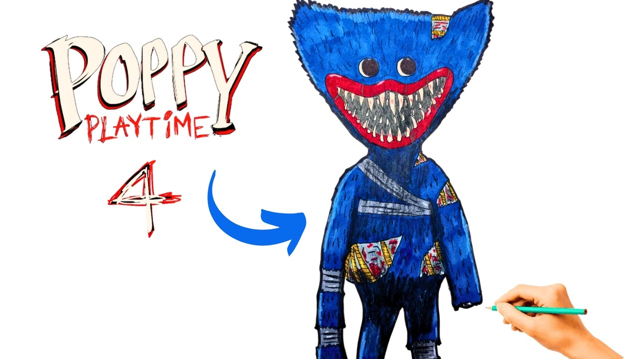 Como DIBUJAR a HUGGY WUGGY Herido de POPPY PLAYTIME 4 / How to DRAW HUGGY WUGGY Injured