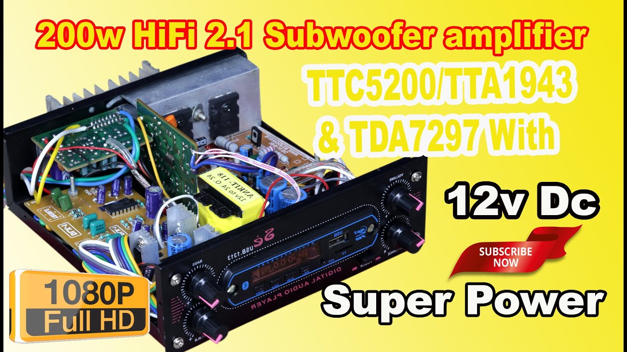 200w HiFi 2.1 Subwoofer amplifier TTC5200/TTA1943 & TDA7297/ 12v subwoofer for car