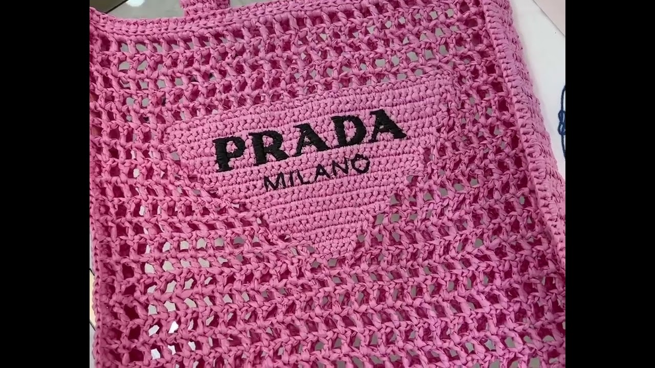 Prada Raffia Tote, Pink, New in Dustbag WA001