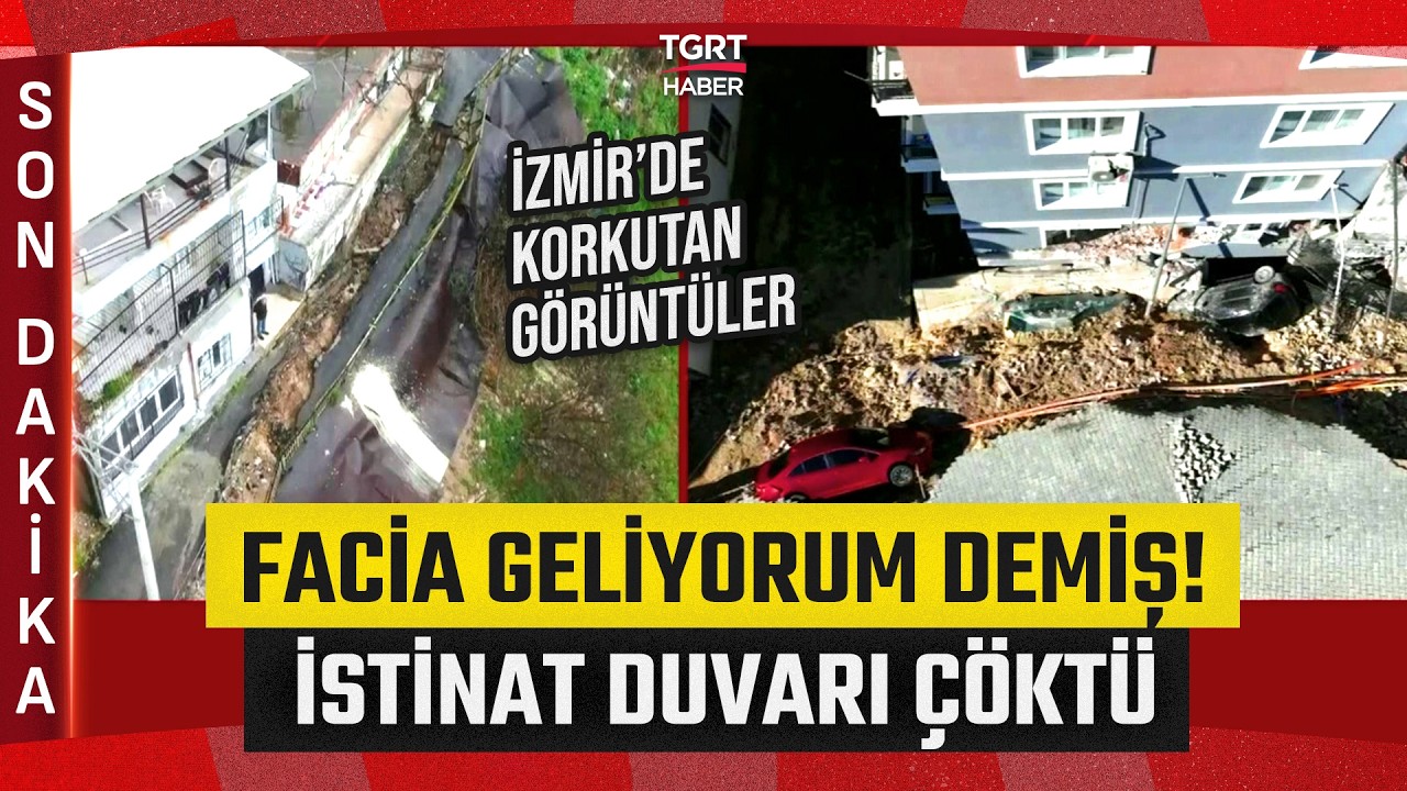 #SONDAKİKA | İzmir’de İstinat Duvarı Çöktü! Bina ve Araçlar Hasar Gördü - TGRT Haber