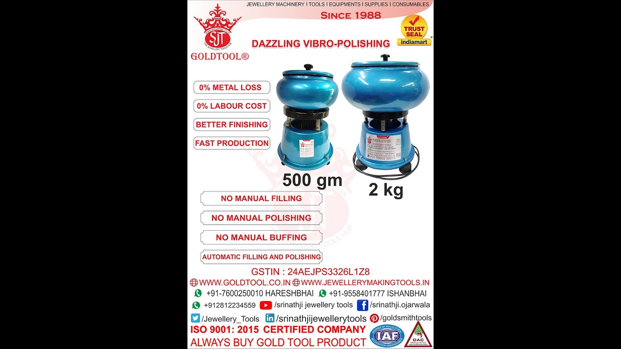 GOLD TOOL® Jewelry Finisher Machine Vibratory Tumbler Machine - srinathji jewellery tools