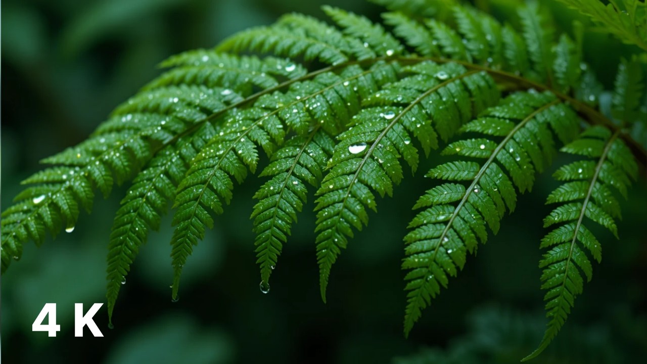 Raindrops Sliding Along Green Leaves