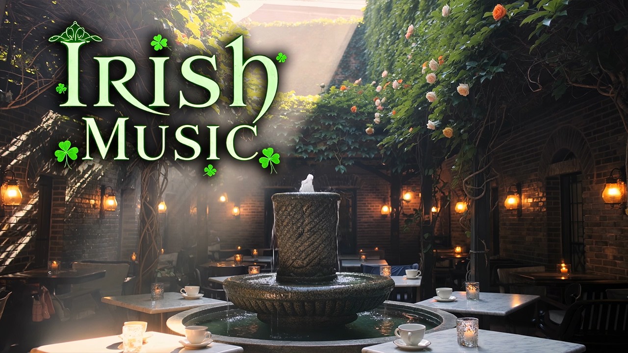 Relaxing Irish Music 🍀 Cozy Courtyard Caf&eacute; Ambience for St. Patrick&rsquo;s Day