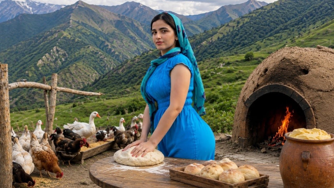 Village Life in Iran | Traditional Bread Baking and Fresh Butter Making 
