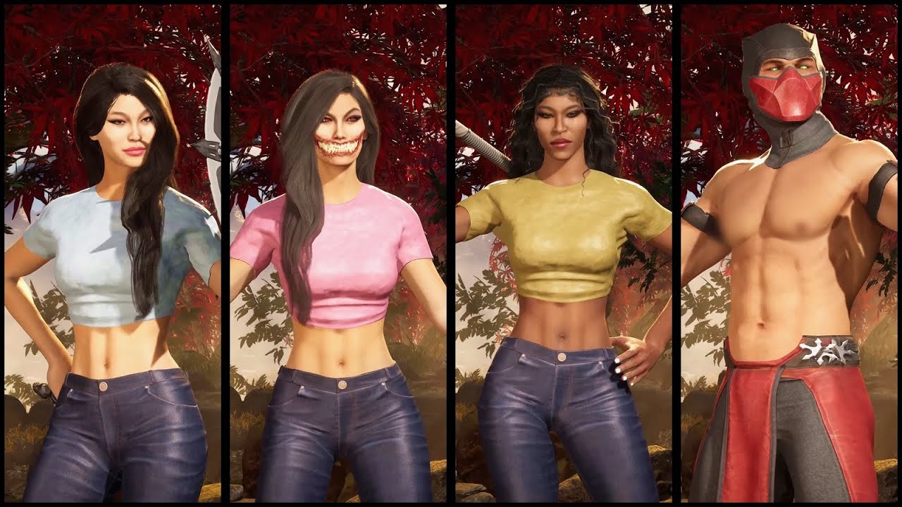 Casual Kitana, Mileena & Tanya / Shirtless UMK3 Ermac - Skin Mod Showcase - Mortal Kombat 1