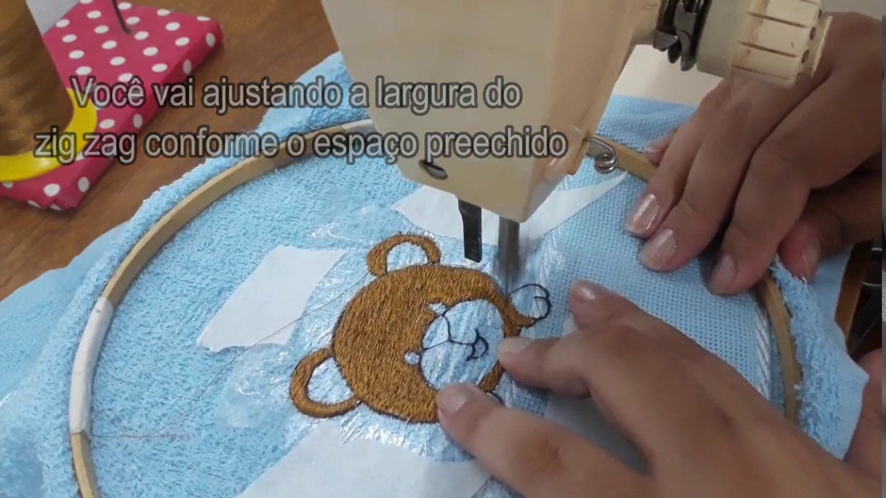 Como bordar na parte felpuda da toalha/Bordado em maquina doméstica.