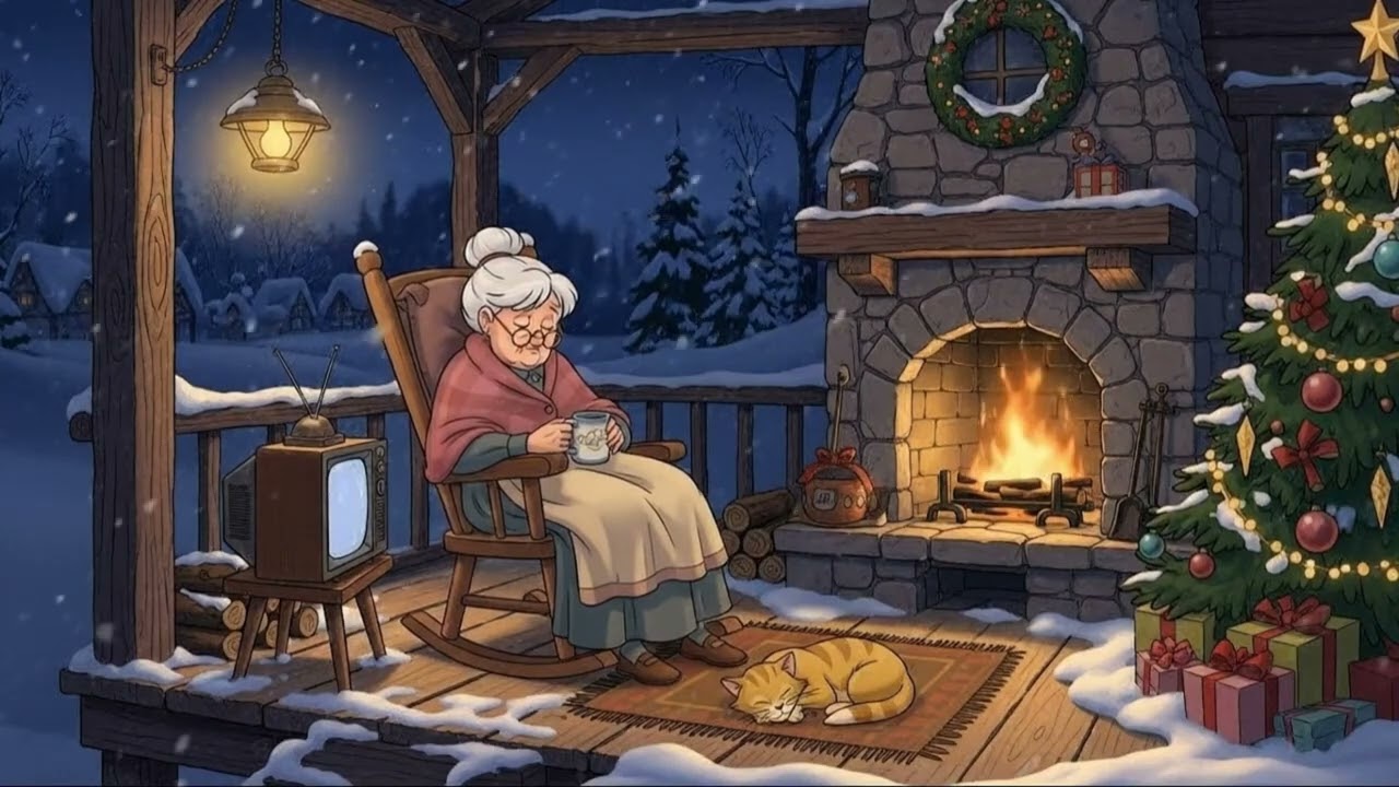 Grandma Warming by the Fireplace on a Snowy Porch — Dreamy Winter Lofi from Dream Harbor ❄️🔥