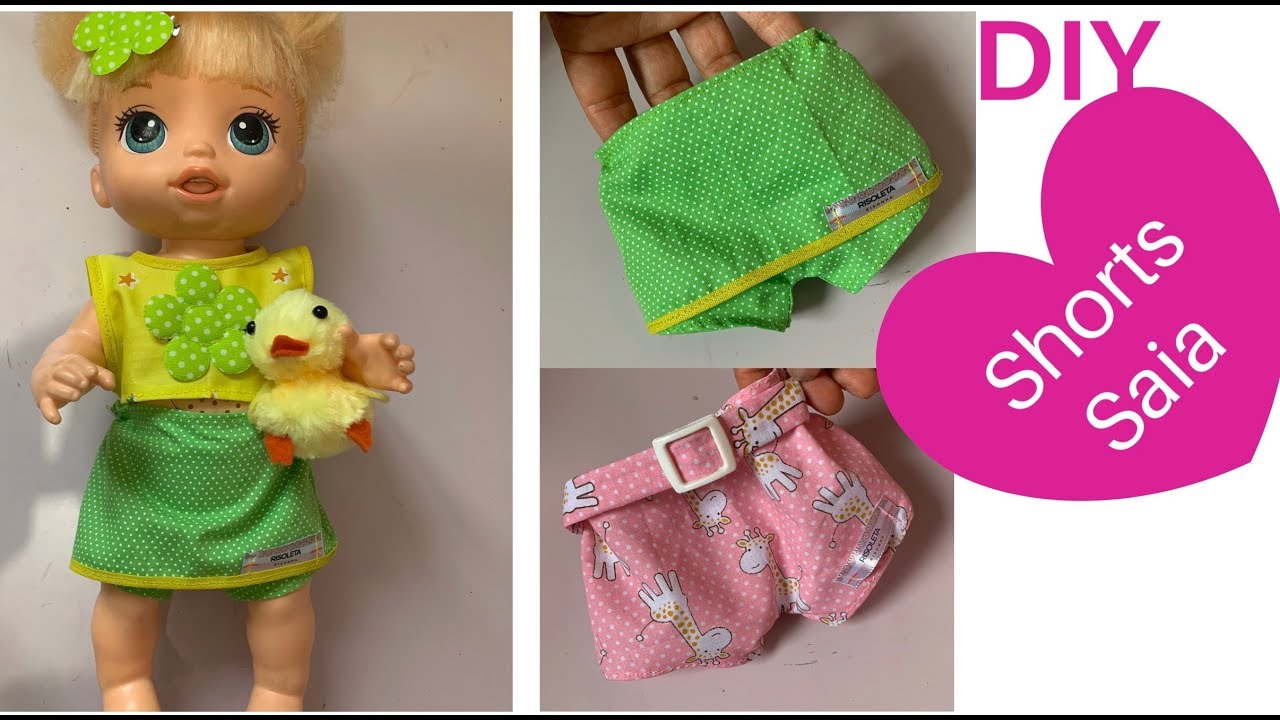 Como fazer SHORTS  SAIA para Baby Alive e outras bonecas- Diy - Risoleta