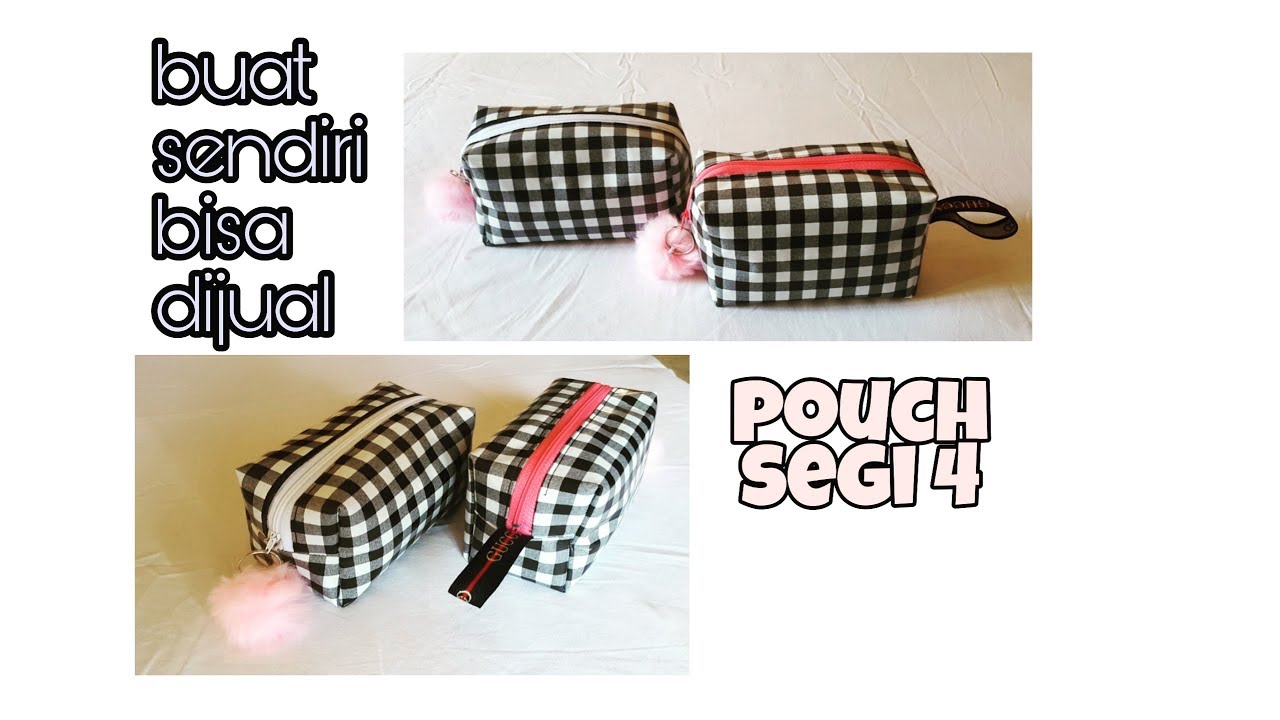 DIY POUCH MAKEUP||Cara mudah membuat pouch makeup untuk pemula||pouch segi 4
