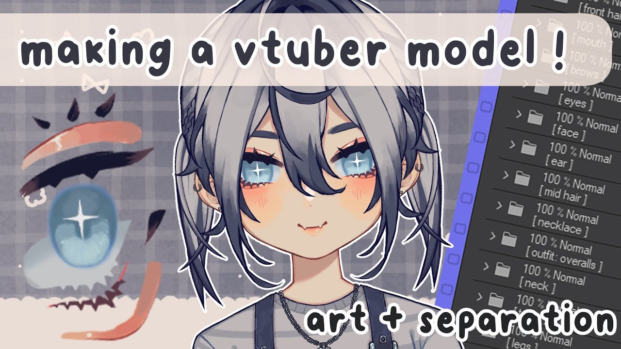 【создание модели vtuber с нуля!】дизайн персонажей, арт и разделение