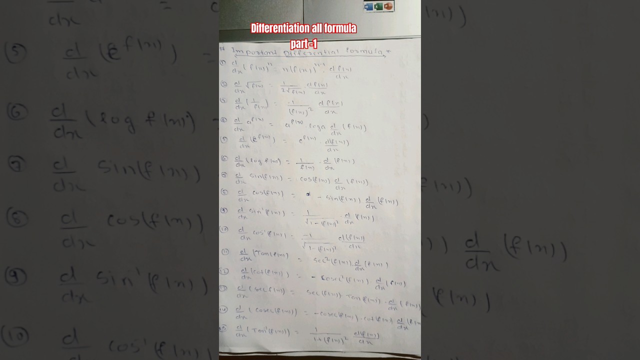 Differentiation all formula for class 12th and jee mains!! 