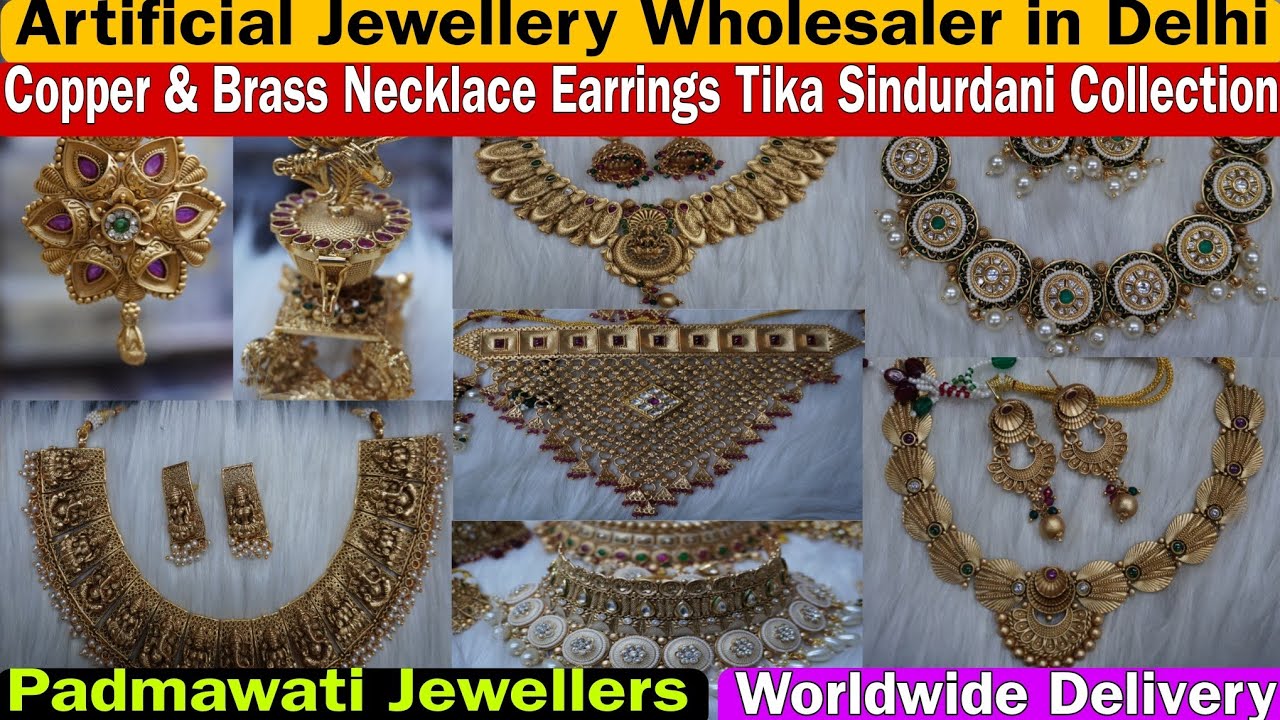 Copper & Brass Necklace Earrings Tika Ring Choker Set Collection | Jewellery Wholesaler in Delhi