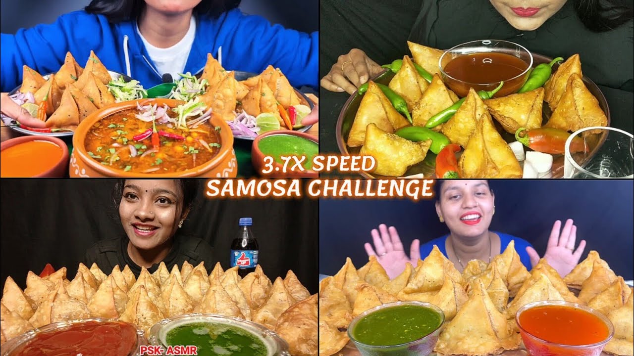 ASMR: Eating&nbsp;Samosa eating challenge 😍😋 lots of samosa with matar sabji and chilli sauce Mukbang🔥🤤