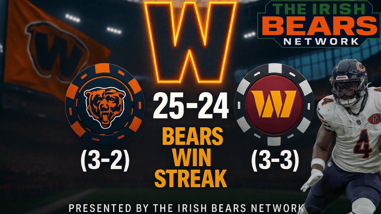 Bears Extend Winning Streak on Monday Night Football💥 Chicago Edges Commanders 25–24 to go (3-2)