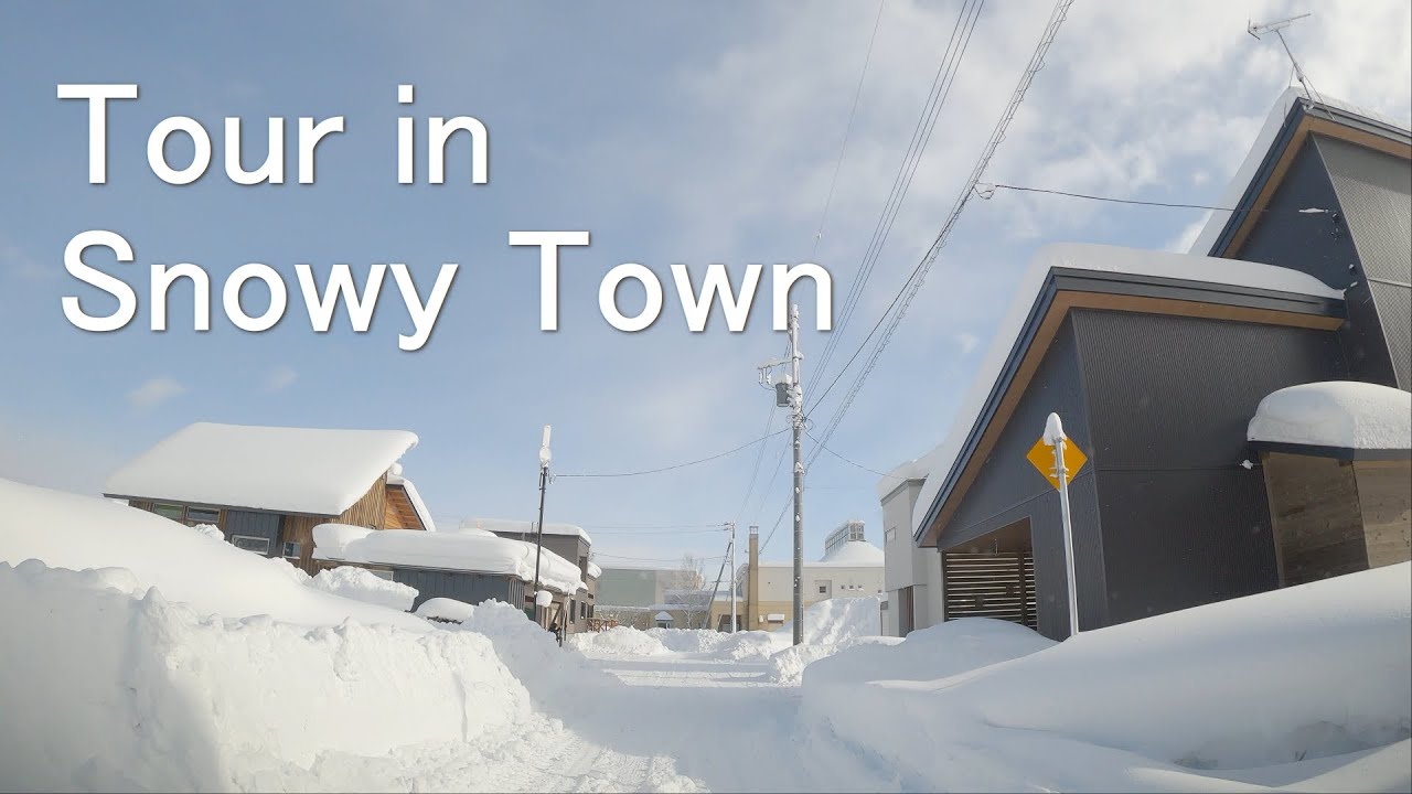 Driving in snowy town in Japan - Tour in Kutchan Hokkaido - 4K