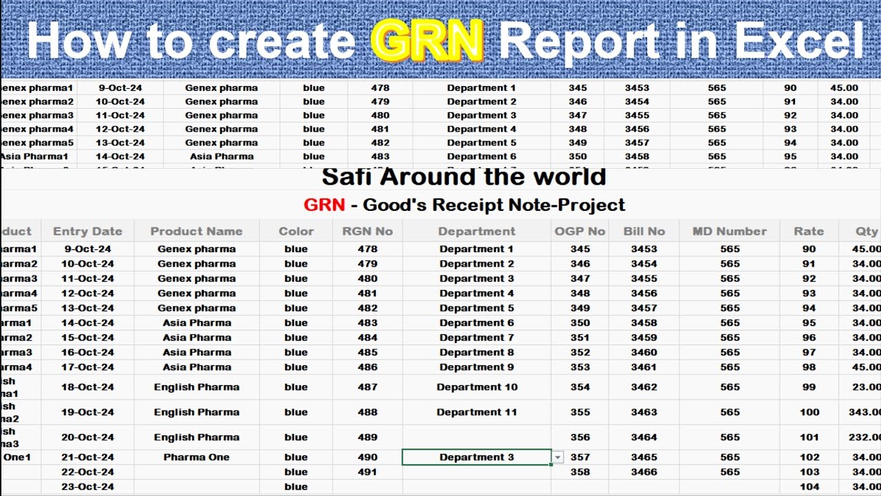 How to create GRN in Excel sheet |Stock Management in Excel |Stock sheet in excel