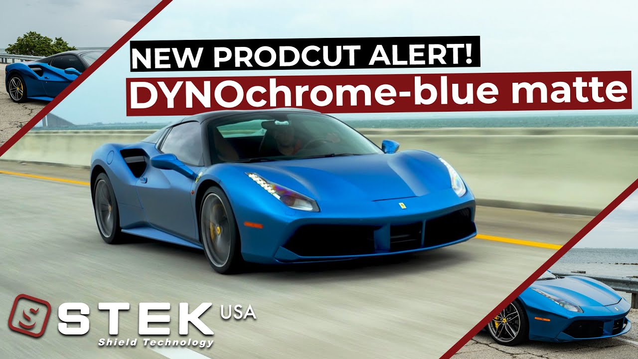 Transforming a Ferrari 488 with the ALL-NEW STEK DYNOchrome-blue matte Paint Protection Film!