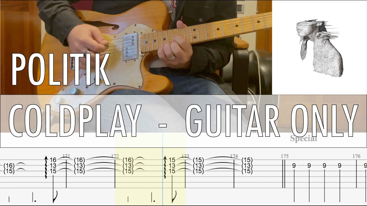 GUITAR ONLY • Politik Coldplay Cover • Guitar Tab • Tutorial • Lesson
